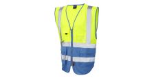 Lynton ISO 20471 Cl 1 Superior Waistcoat HV Yellow/Deep Sky Blue